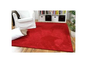 4251314636850 - - Hochflor Velours Teppich Mona Rot - 100x100 cm