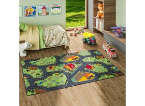 4251314640161 - - Kinder Spiel Teppich Bauernhof Grün - 80x320 cm