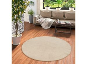 4251314647092 - - Trend Velours Teppich Joy Beige Rund - 100 cm Rund