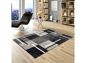 4251314659668 - - Teppich Modern Trendline Schwarz Grau Karo - 140x200 cm