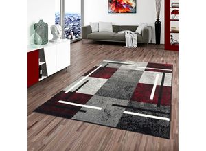 4251314659699 - - Teppich Modern Trendline Schwarz Rot Karo - 80x150 cm