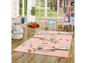 4251314666871 - - Kinderteppich Trendline Eulen Pastell Rosa - 140x200 cm