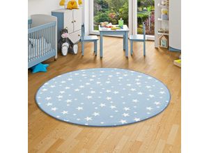 4251314671011 - - Kinder Spiel Teppich Sterne Blau Rund - 100 cm Rund