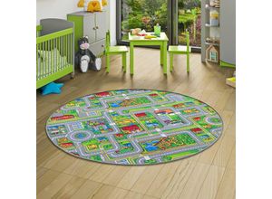 4251314673435 - - Kinder Spiel Teppich Abenteuerland Bunt Rund - 100 cm Rund