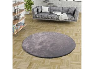 4251314677815 - - Luxus Super Soft Fellteppich Plush Grau Rund - 80 cm Rund