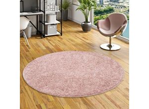 4251314681003 - - Hochflor Langflor Shaggy Teppich Aloha Altrosa Rund - 80 cm Rund