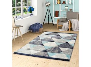 4251314681157 - - Designer Teppich Maui Modern Rauten Grau Blau - 120x170 cm