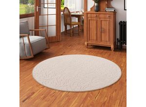 4251314689658 - Konturenschnitt Hochflor Langflor Teppich Frieda Beige Rund - 100 cm Rund