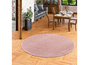 4251314695239 - - Hochflor Velours Teppich Luna Altrosa Rund - 100 cm Rund