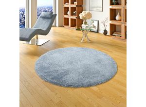 4251314697080 - - Luxus Hochflor Shaggy Teppich Dream Blau Rund - 160 cm Rund