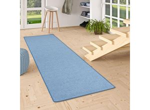 4251314698162 - - Feinschlingen Läufer Velour Teppich Strong Blau - 80x200 cm