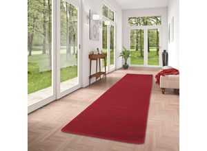 4251314698247 - - Feinschlingen Läufer Velour Teppich Strong Rot - 80x160 cm