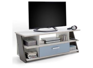 4251324901771 - Lomadox - Jugendzimmer Fernsehschrank tv Lowboard LEEDS-10 Sandeiche Nb weiß Lava Denim b x h x t ca 135 x 516 x 50 cm 4251324901771 - Lomadox - Jugendzimmer Fernsehschrank tv Lowboard LEEDS-10 Sandeiche Nb weiß Lava Denim b x h x t ca 135 x 516 x 50 cm