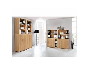 4251324904437 - Lomadox - Büromöbel Aktenschrank & -regal Set TYP1900 Samerberg-Buche Nb Schiebetürenschrank (8-teilig) - braun