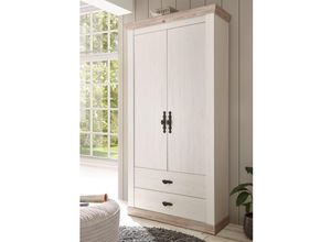 4251324908558 - Lomadox - Flur Garderobenschrank FERNA-61 in Pinie weiß Nb mit Absetzungen in Pinie dunkel Nb b h t ca 107 201 38 cm - braun