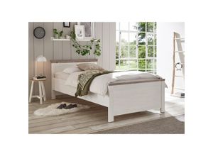 4251324908886 - Lomadox - Einzelbett FERNA-61 in Pinie weiß Nb mit Absetzungen in Pinie dunkel Nb b h t ca 115 86 208 cm - braun