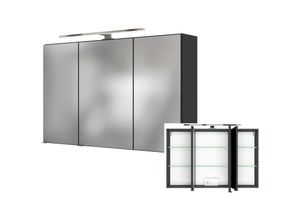 4251324908954 - Badezimmer 3D Spiegelschrank 100 cm inkl led Beleuchtung LOUROSA-03 in Graphitgrau b h t ca 100 66 20 cm - grau