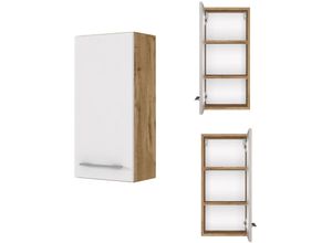 4251324911763 - Lomadox - Badezimmer Hängeschrank LOUNY-03 in Wotaneiche Nb mit matt weiß b h t ca 30 64 20 cm - braun