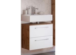 4251324915181 - Lomadox - Badezimmer Waschbeckenschrank LOUNY-03 in Wotaneiche Nb mit matt weiß b h t ca 60 54 35 cm - braun