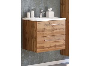 4251324915860 - Lomadox - Badezimmer Waschtisch inkl Mineralgussbecken 60 cm LOUNY-03 in Wotaneiche Nb b h t ca 60 54 48 cm - braun