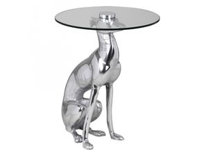 4251324947397 - Design Deko Beistelltisch Figur dog aus Aluminium Farbe Silber b h t ca 40 50 40cm - silber