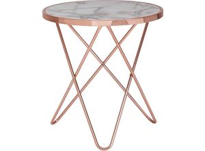 4251324948325 - Lomadox - Design Couchtisch Marmor Optik weiß rund 55cm Kupfer Metall-Gestell b h t ca 55 57 55cm - weiß 4251324948325 - Lomadox - Design Couchtisch Marmor Optik weiß rund 55cm Kupfer Metall-Gestell b h t ca 55 57 55cm - weiß