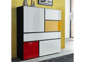 4251324972870 - Highboard ALABAMA-01 mit Glasront multicolor b x h x t ca 120 x 135 x 40 cm - schwarz