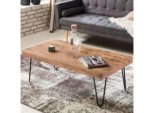 4251324980134 - Lomadox - Couchtisch Massiv-Holz Akazie 115 cm breit Wohnzimmer-Tisch Design Metallbeine Landhaus-Stil Beistelltisch b h t ca 115 40 60cm