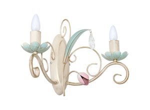 4251334609421 - Licht-erlebnisse - Wandlampe Weiß 2-flmg floral - Weiß Rosa