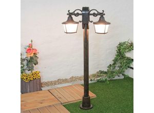 4251334655732 - Licht-erlebnisse - Außenlampe Schwarz IP23 E27 122 cm Glas Rustikal Wegeleuchte Garten Hof Laterne - Schwarz Weiß