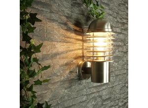 4251334664048 - Licht-erlebnisse - Wandlampe außen IP44 E27 ø 15 cm Edelstahl Maritim Außenwandleuchte Haus Garten - Silber