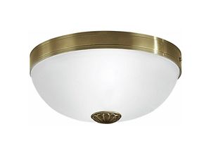 4251334697930 - Licht-erlebnisse - Deckenlampe Weiß E27 Glas Metall Jugendstil Deckenleuchte - Brüniert Weiß