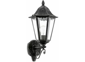 4251334722090 - Licht-erlebnisse - Wandleuchte außen Garten Terrasse IP44 Schwarz E27 Glas Aluminium Rustikal - Schwarz Patina in Silber klar