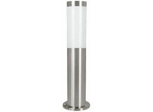 4251334730231 - Licht-erlebnisse - Pollerleuchte IP44 E27 45 cm Weiß Silber Edelstahl Modern Stehlampe außen Haus - Silber Weiß (Bilder zeigen Tag & Nachtaufnahmen)