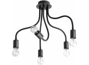 4251334749868 - Licht-erlebnisse - Deckenlampe flex in Schwarz Ø80cm 5-flmg - Schwarz