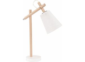 4251334770497 - Tischlampe Weiß Holz Stoff VAIO - Holz Weiß