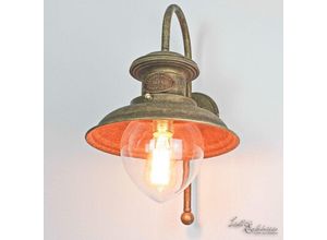 4251334785354 - Licht-erlebnisse - Außenwandlampe Haus Hof IP44 in Bronze E27 Glas Echt-Messing Maritim Außenlampe - Bronze Antik matt Klar