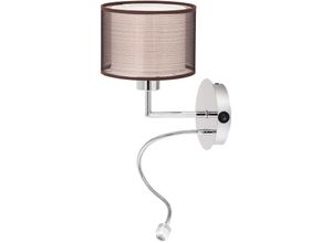 4251334808633 - Licht-erlebnisse - led Wandlampe braun mit Leselicht - Braun Silber