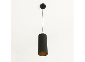 4251334812326 - Licht-erlebnisse - Pendelleuchte ø 85 cm E14 Schwarz Stoff Metall Retro Hängelampe - Schwarz Gold