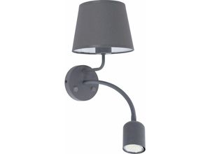 4251334822622 - Licht-erlebnisse - Wandleuchte mit Lesearm Grau 2 Schalter Schlafzimmer Wandlampe - Grau 4251334822622 - Licht-erlebnisse - Wandleuchte mit Lesearm Grau 2 Schalter Schlafzimmer Wandlampe - Grau