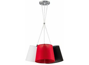 4251334831341 - Licht-erlebnisse - Pendelleuchte Rot Silber E27 Metall Modern Hängelampe - Rot Weiß Schwarz Silber