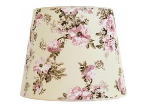 4251334831914 - Licht-erlebnisse - Stoff Lampenschirm Stehlampe Weiß Rosa Konisch Blumen - Ecru Rosa