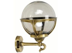 4251334842590 - Licht-erlebnisse - Außenleuchte Kugelschirm IP43 E27 Messing Wandlampe Garten Haus hof - Messing Antik Klar Transparent 4251334842590 - Licht-erlebnisse - Außenleuchte Kugelschirm IP43 E27 Messing Wandlampe Garten Haus hof - Messing Antik Klar Transparent