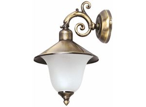 4251334842781 - Licht-erlebnisse - Außenlampe Messing massiv Rustikal E14 Außenleuchte Wandlampe Haus Garten - Messing Antik Weiß