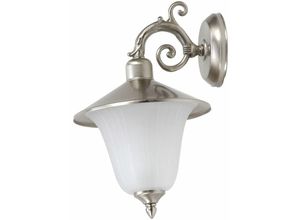 4251334842828 - Licht-erlebnisse - Außenwandleuchte Messing Glas Rustikal rostfrei E14 Außenlampe - Nickel matt Weiß