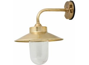 4251334843498 - Licht-erlebnisse - Wandlampe außen IP43 E27 Messing massiv Maritim Wandleuchte außen Terrasse Haus - Messing