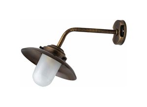 4251334843627 - Licht-erlebnisse - Außenlampe Wand Haus Hof IP64 in Messing E27 Echt-Messing Maritim Außenwandlampe - dunkles Messing antik