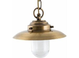 4251334843788 - Außen Pendelleuchte Messing Glas IP54 Ø23cm Maritim Außenlampe Balkon Terrasse - Messing antik