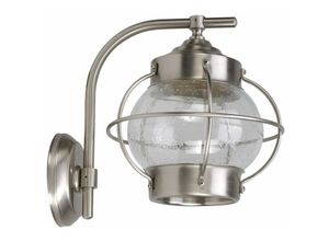 4251334844785 - Licht-erlebnisse - Außenwandlampe IP23 E27 Glas Echt-Messing Maritim Wandleuchte außen Haus - Nickel matt Klar Transparent