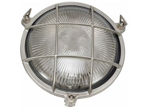 4251334846345 - Licht-erlebnisse - Wandlampe Außen Echt-Messing IP64 Maritim in Nickel - Nickel matt Klar Transparent